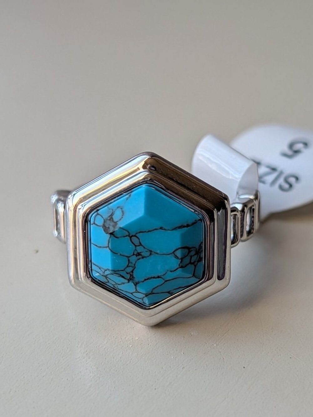 Bomb Party Turquoise on Rhodium Size 5